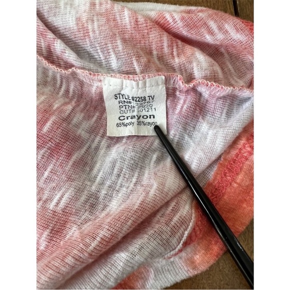 David Cline Top Shirt Size L Multicolor Burnout Fabric 3/4 Sleeve V-Neck Tie Dye - Picture 7 of 9